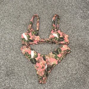 Skatie Pink Tropical Print Bikini